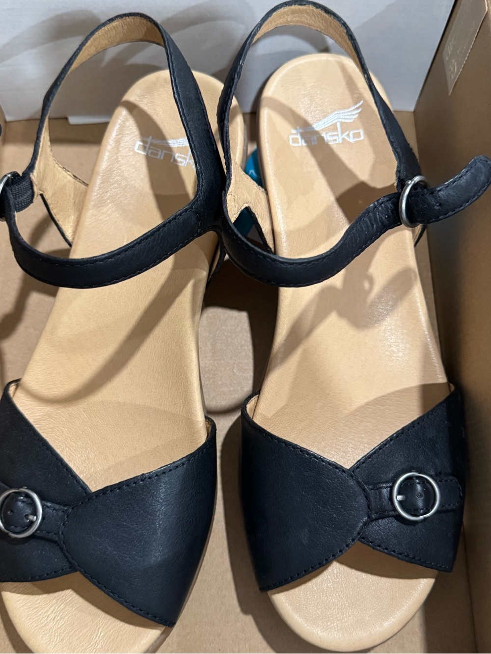 Dansko Black Leather Open-Toe Slingback Sandal Tessie Nappa size 40